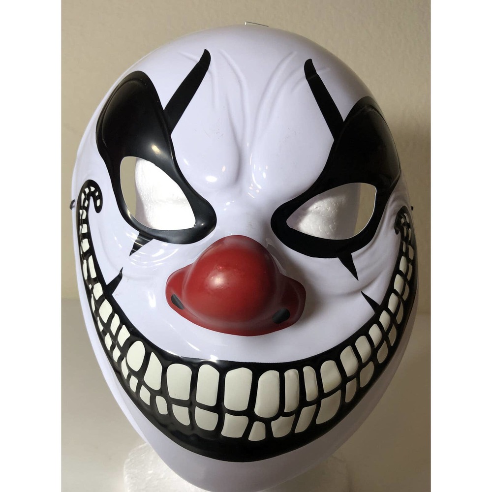 Halloween Mask Clown Scary Plastic Face Cover Backless with Stretchy string